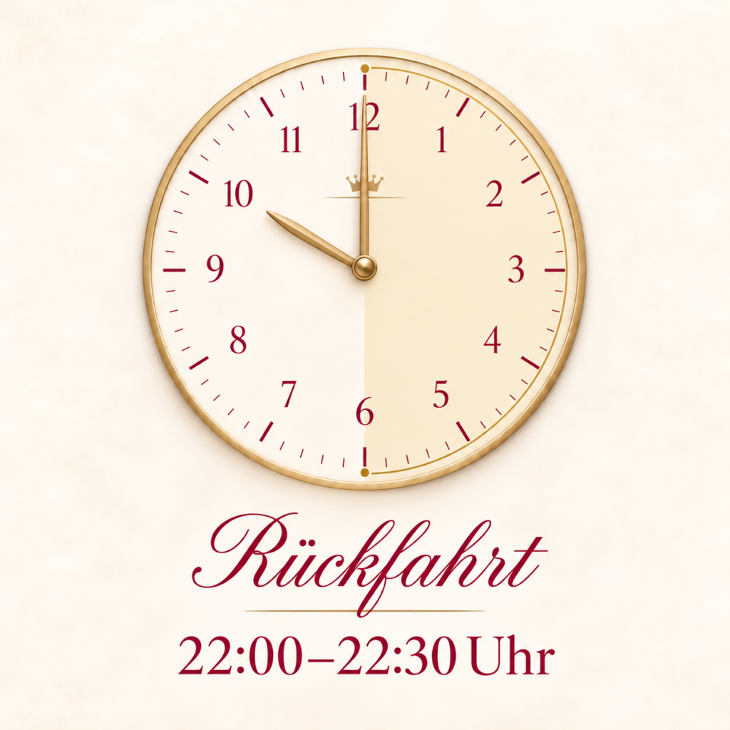 Rückfahrt vom Pöstlingberg: 22:00–22:30 Uhr, Zeitfenster goldfarben markiert